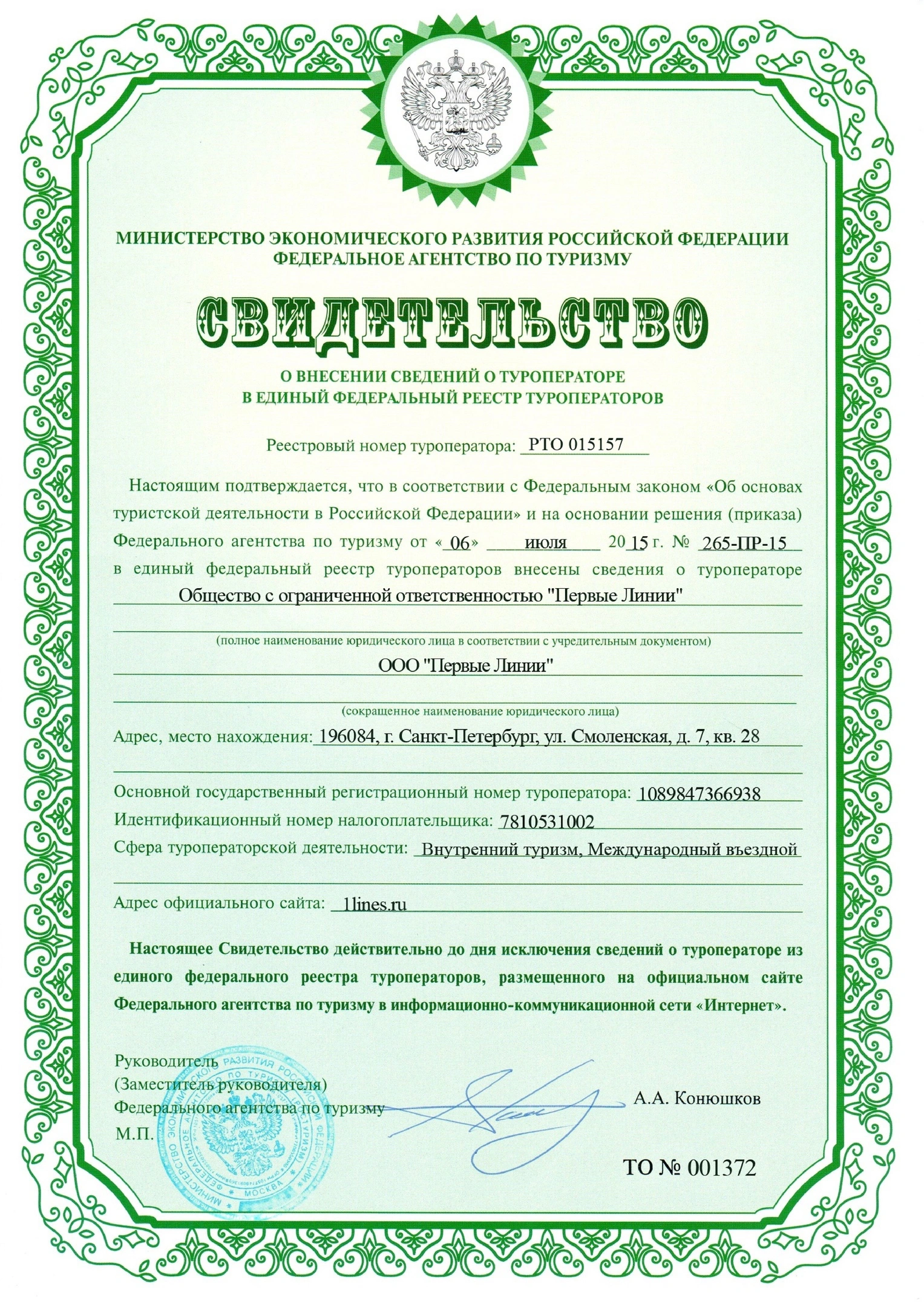 Реестр Туроператоров